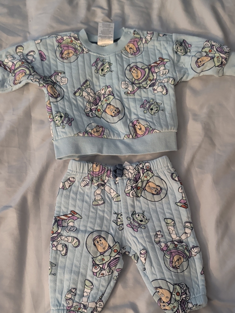 Disney Light Blue Buzz Lightyear Pajama Set - Toy Story Print